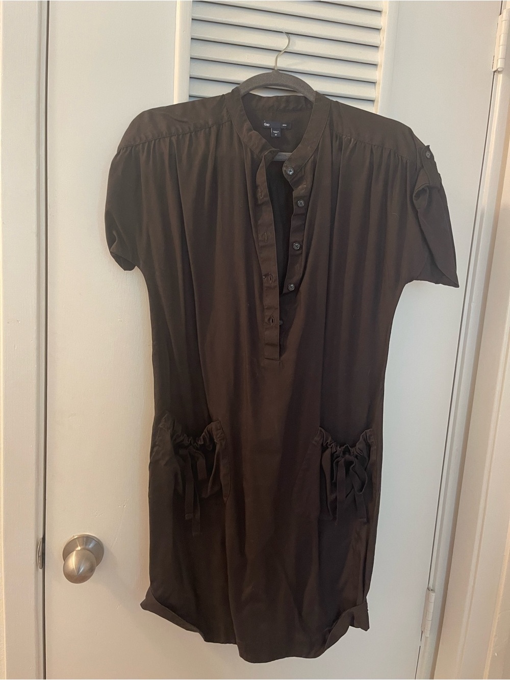 GAP Brown Short-Sleeve Tunic Dress with Button Placket